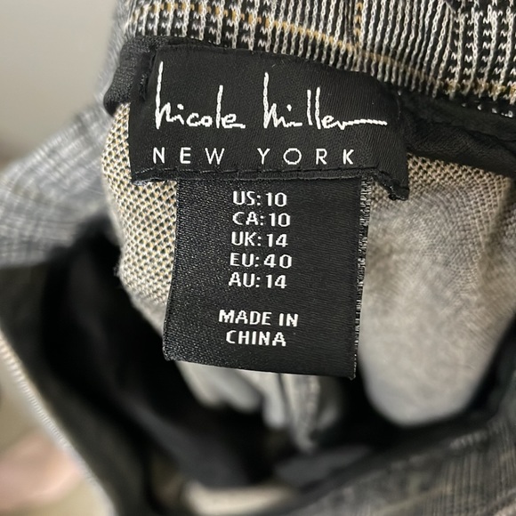 NICOLE MILLER Pull On Trouser | Gray Plaid | Size 10 - Picture 7 of 9